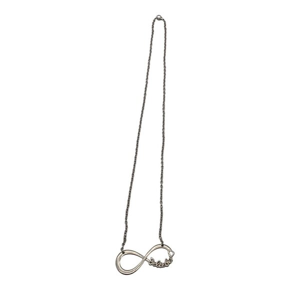 Sterling Silver "Believe" Infinity Pendant Necklace With Delicate Chain - Picture 3 of 11